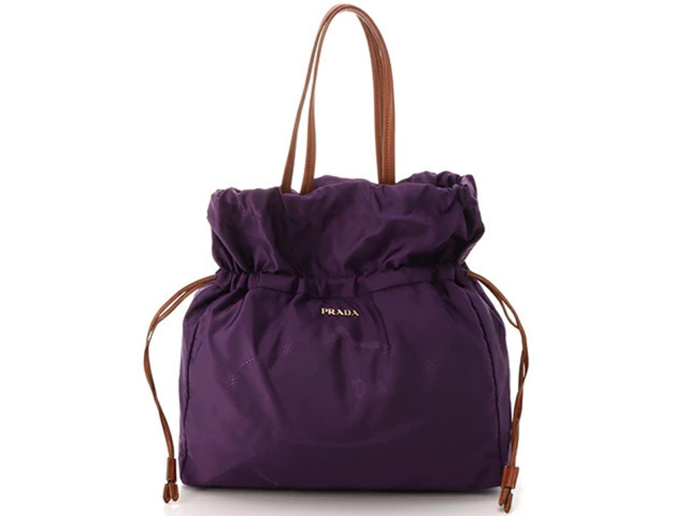 Prada drawstring tote bag purple calfskin